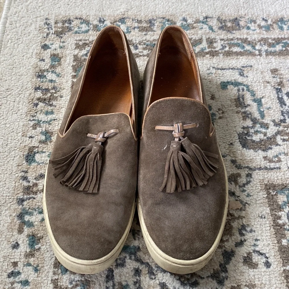 Frye Brown Suede Tassel Slip-On Sneakers